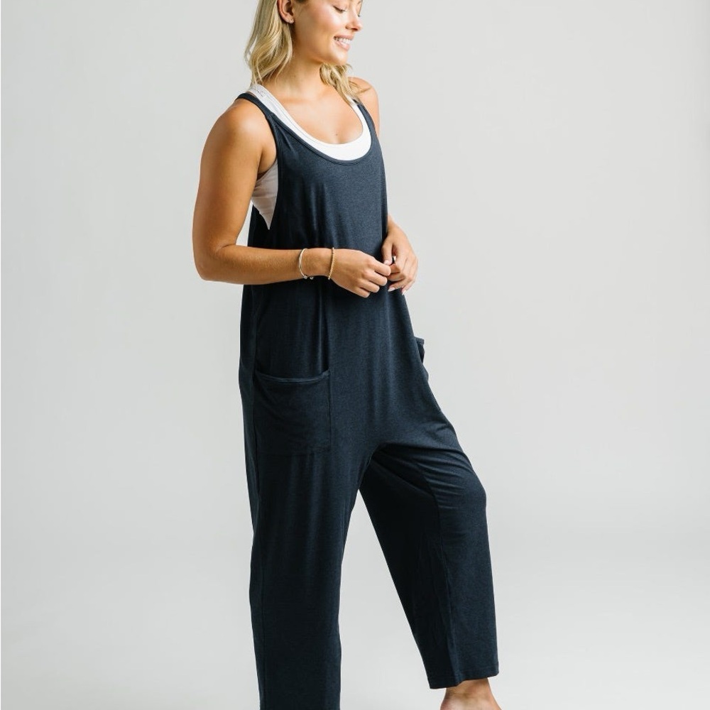 ZYIA Black Relaxed-Fit Jumpsuit with Wide Straps